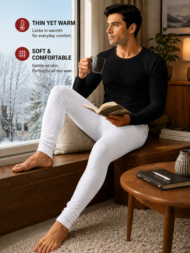 Men Antibacterial Thermal Bottom for Winter Base Layering, Cold-Weather Comfort and Everyday Warm Innerwear Essentials