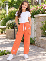 Girls 100% Cotton Track Pant with Printed Regular Fit for Casual Wear, Lounge Comfort and Easy Movement