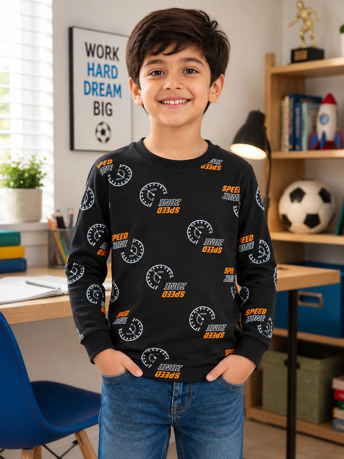 Boys Printed Round Neck Full Sleeve T-Shirt for Casual Wear, Comfortable Coverage and Everyday Wardrobe Use - Pack of 1