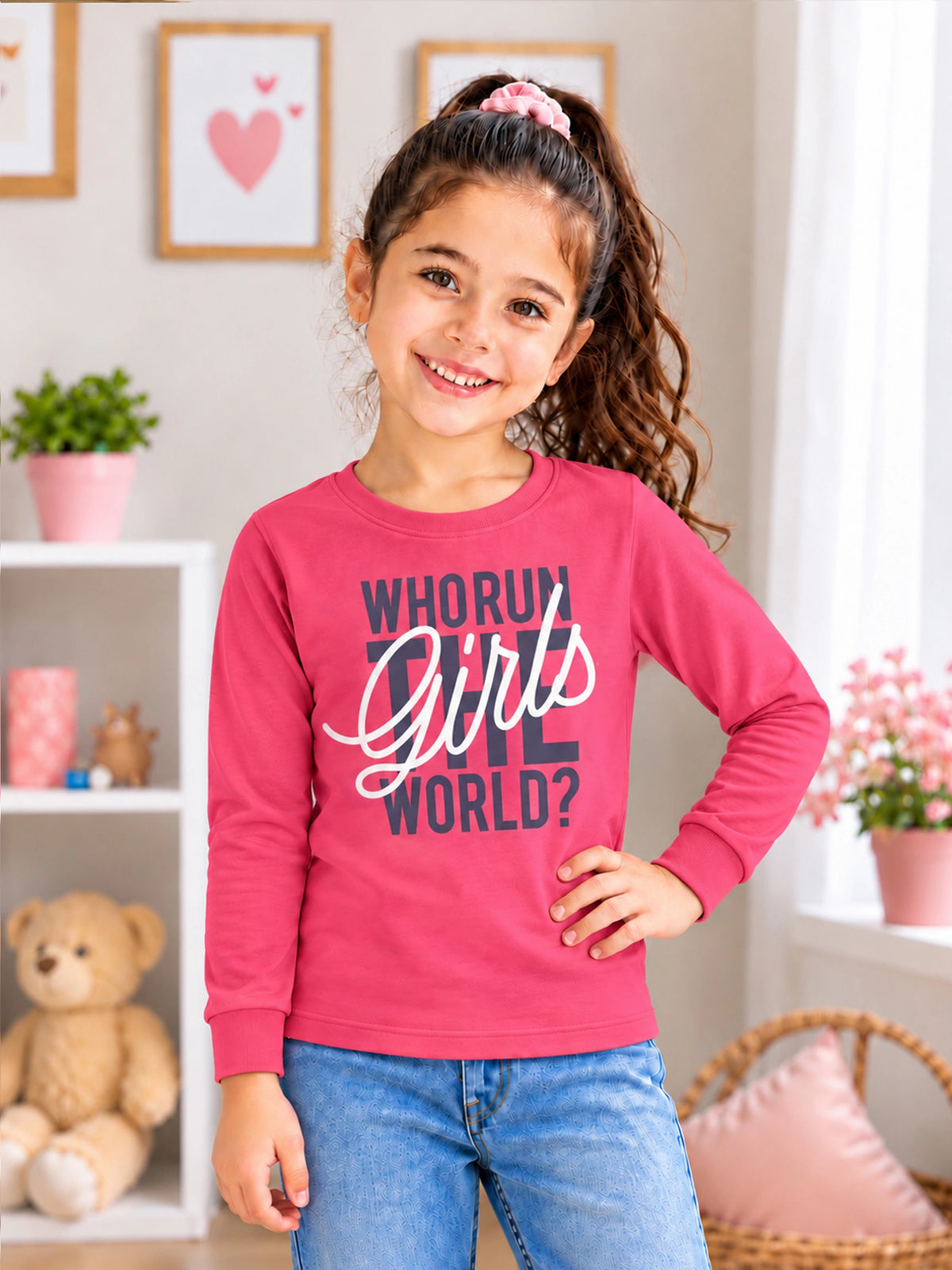 Girls Round Neck Full Sleeve T-Shirt for Casual Wear, Comfortable Coverage and Regular Wardrobe Use - Pack of 1