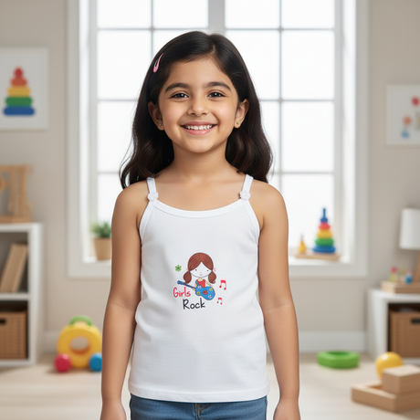 DYCA Girls Cotton Printed Vest Dori Neck Sleeveless  Pack Of 4