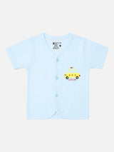 Baby Cotton Rich Front Open Half Sleeves Rib Short Suit for Everyday Comfort, Easy Dressing and Regular Wear