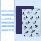 Bodycomfy 100% Cotton Hosiery Fitted Cot Sheet Pack of 2 -Disney Print and Royal Blue