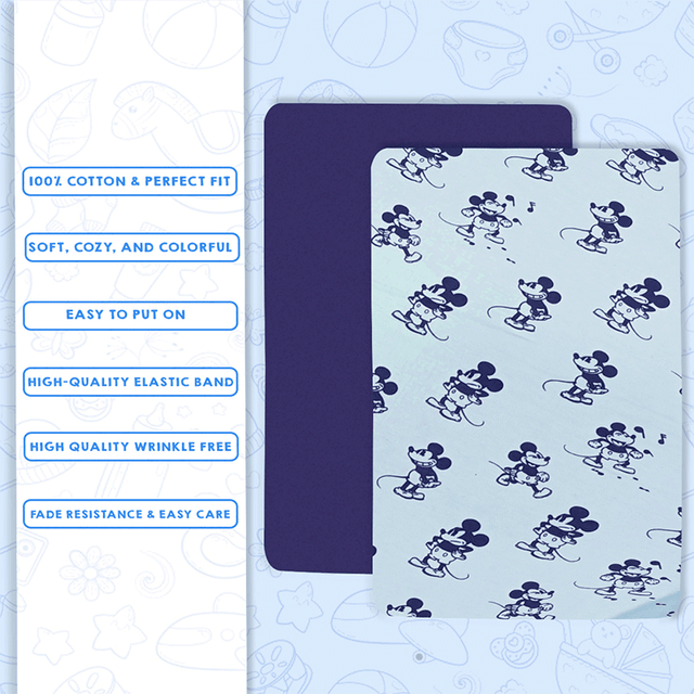 Mickey Royal Blue Fitted Cot Sheet Pack of 2 - Bodycare