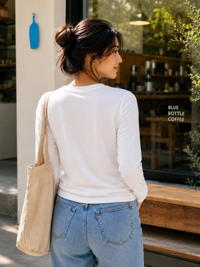 Women 100% Cotton T-Shirt Round Neck Full Sleeves with Regular Fit Solid Styling for Everyday Casual Wear