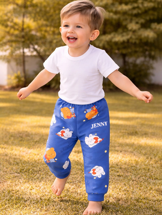 Baby Boys Self Design Pyjama with Inner Elastic for Regular Baby Wear, Easy Movement and Everyday Comfort