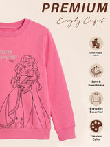 Girls Full Sleeves Princess Printed Sweatshirt with Round Neck for Everyday Casual Wear and Easy Comfort