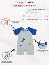 Baby Boys 100% Cotton Half Sleeve Romper with Round Neck, Onesie Styling and Comfortable Baby Sleepsuit Use
