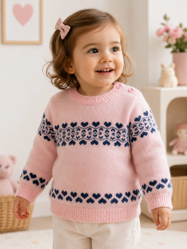 Girls Soft Cotton Blend Sweater for Winter Wear, Warm Comfort, Casual Styling and Regular Wardrobe Use