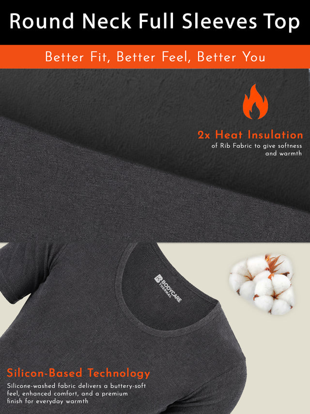 Men Round Neck Half Sleeves Thermal Top for Winter Base Layering, Cold-Weather Comfort and Everyday Warm Innerwear Essentials