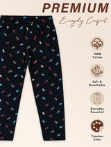 Girls 100% Cotton Printed Track Pant with Side Pockets and Regular Fit Jogger Styling for Comfortable Kids Activewear