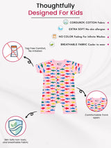 Unisex Baby 100% Cotton Half Sleeve Romper with Onesie Styling and Comfortable Baby Sleepwear Use for Regular Babywear