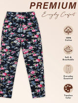Girls 100% Cotton Printed Track Pant with Side Pockets for Casual Wear, Lounge Comfort and Easy Movement