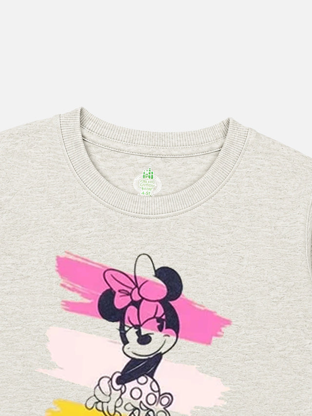 Baby Girls Minnie & Friends Printed Round Neck Full Sleeve Sweatshirt for Easy Winter Wear and Comfortable Styling