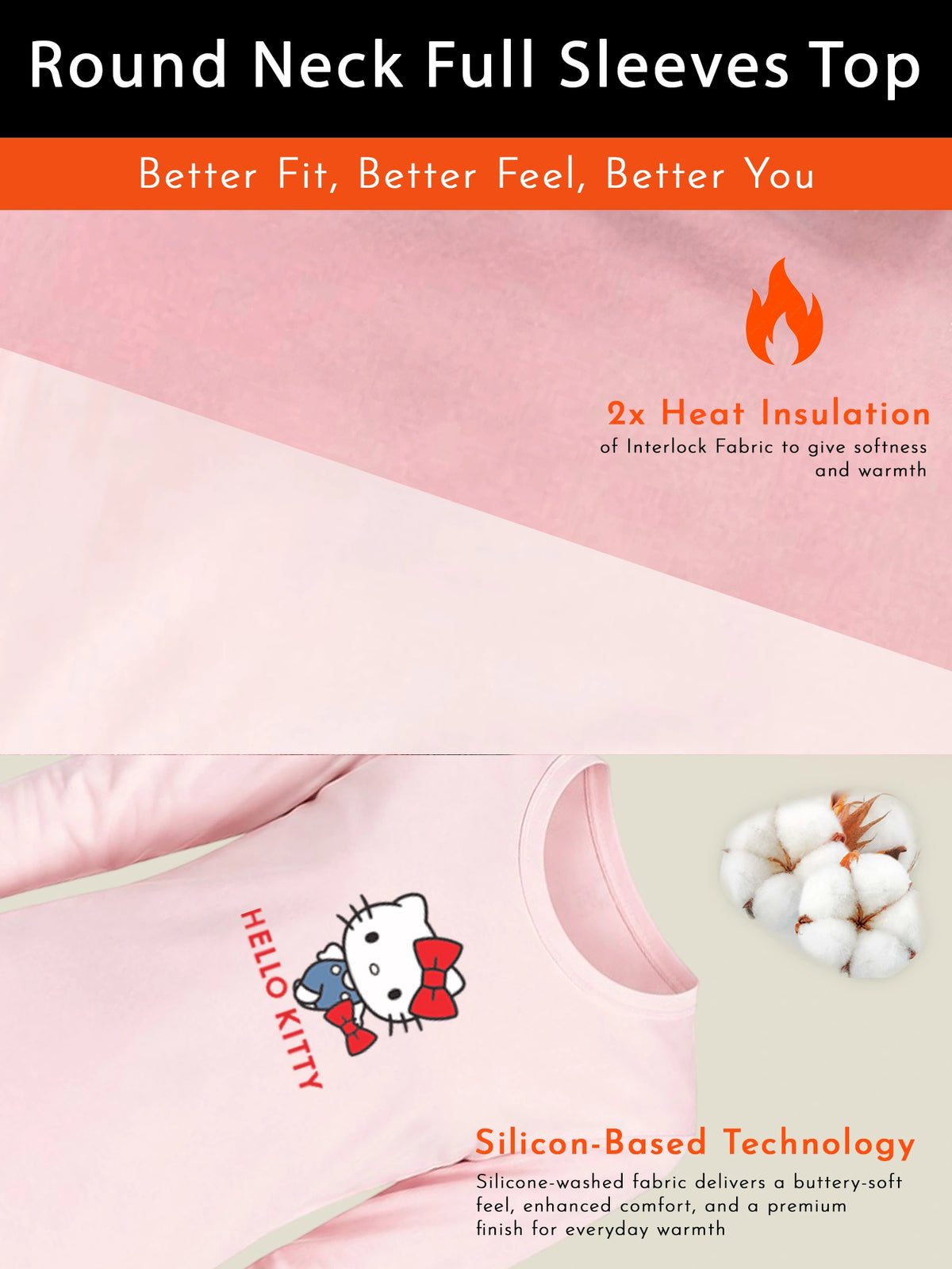 Girls Round Neck Full Sleeves Thermal Set for Winter Layering, Cold-Weather Comfort and Everyday Warm Innerwear - Pack of 1