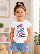Baby Girls Cotton Round Neck Half Sleeve T-Shirt for Comfortable Casual Dressing and Regular Everyday Use - Pack of 1