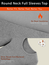 Men Thermal Top with Round Neck and Full Sleeves for Winter Wear, Warm Base Layer Comfort and Regular Use