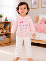 Baby Girls Terry Round Neck Sweatshirt with Regular Fit for Cozy Casual Wear and Everyday Comfort - Pack of 1
