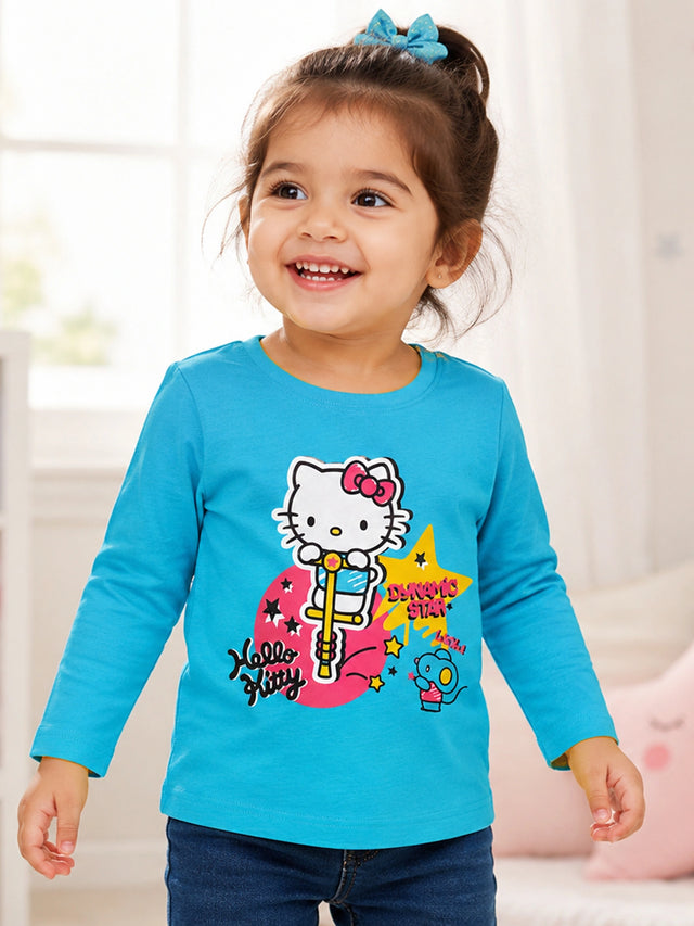 Baby Girls Minnie & Friends T-Shirt Round Neck Full Sleeves Character Print Top for Playtime and Casual Outfits