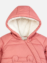 Baby Girls Polyester Quilted Hooded Winter Jacket with Full Sleeves and Comfortable Regular Outerwear Styling