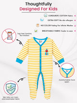 Unisex Baby 100% Cotton Full Sleeve Romper with Front Open Design for Sleepsuit Comfort and Easy Everyday Dressing
