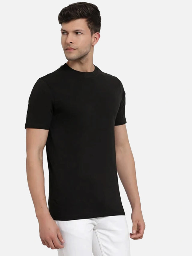 Men T-Shirt Round Neck Half Sleeves with Solid Styling for Casual Wear, Layering and Everyday Comfort