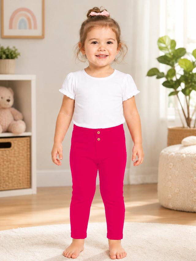 Baby Girls Cotton Blend Full Length Track Pant with Soft Stretchable Fabric and Elastic Waistband for Casual Bottom Wear