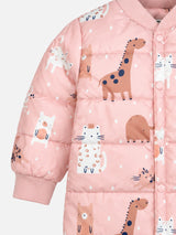 Baby Girls Polyester Quilted V-Neck Winter Jacket with Full Sleeves and Comfortable Outerwear Styling