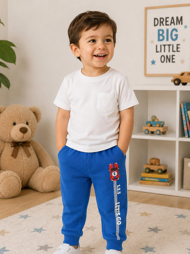 Baby Boys 3 Thread Fleece Track Pant with Regular Fit for Warm Casual Wear, Easy Movement and Comfort