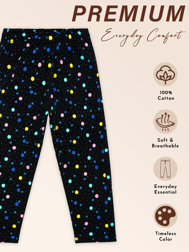 Girls 100% Cotton Printed Track Pant with Side Pockets and Regular Fit Jogger Styling for Comfortable Kids Activewear