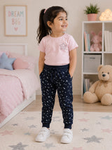 Baby Girls Cotton Track Pant Regular Fit Mid Rise for Everyday Comfort, Lounge Wear, Easy Movement and Wardrobe Essentials