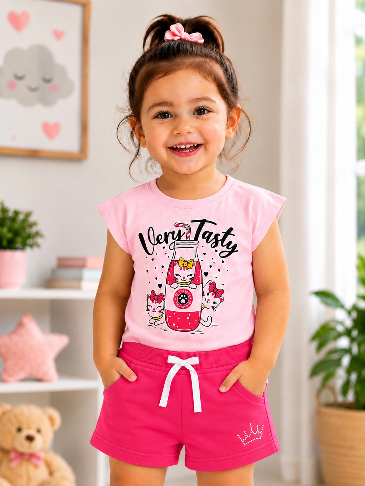 Baby Girls Solid Shorts with Easy Pull-On Comfort for Casual Wear, Lounge Wear and Everyday Movement - Pack of 2