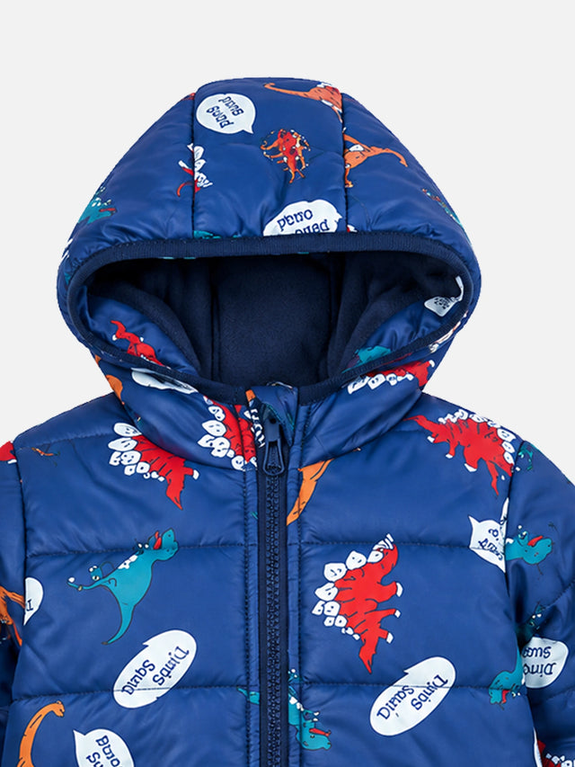 Baby Boys Polyester Quilted Hooded Winter Jacket with Full Sleeves and Comfortable Cold-Weather Outerwear