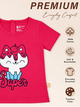 Baby Girls Cotton Round Neck Half Sleeve T-Shirt for Casual Dressing, Lounge Wear and Everyday Comfort - Pack of 1