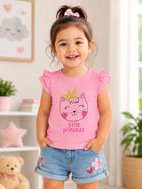 Baby Girls Round Neck Half Sleeve T-Shirt for Easy Casual Dressing, Lounge Wear and Everyday Comfort - Pack of 1