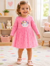 Baby Girls Lycra Rib Frock with Regular Fit for Casual Wear, Easy Movement, Everyday Comfort and Regular Use
