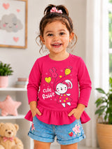 Baby Girls 100% Cotton Full Sleeve Frock with Breathable Fabric, Skin Friendly Regular Fit and Comfortable Wear - Pack of 1