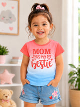 Baby Girls Round Neck Half Sleeve T-Shirt for Casual Wear, Easy Movement, Everyday Comfort and Regular Use