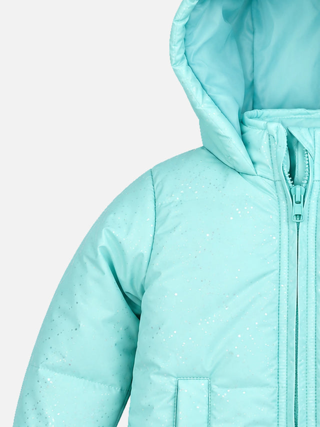 Baby Girls Polyester Quilted Hooded Winter Jacket with Full Sleeves and Comfortable Outerwear Styling
