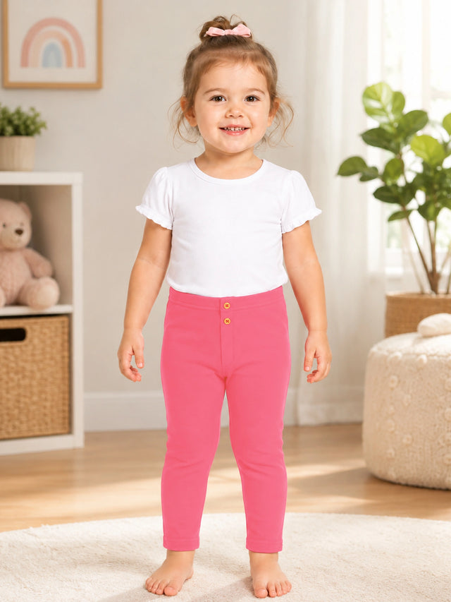 Baby Girls 100% Cotton Track Pant with Stretchable Elastic Waistband, Full Length Comfort and Casual Bottom Wear