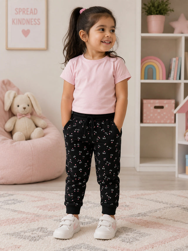 Baby Girls 100% Cotton Regular Fit Track Pant Casual Bottom Wear for Easy Movement and Everyday Comfort