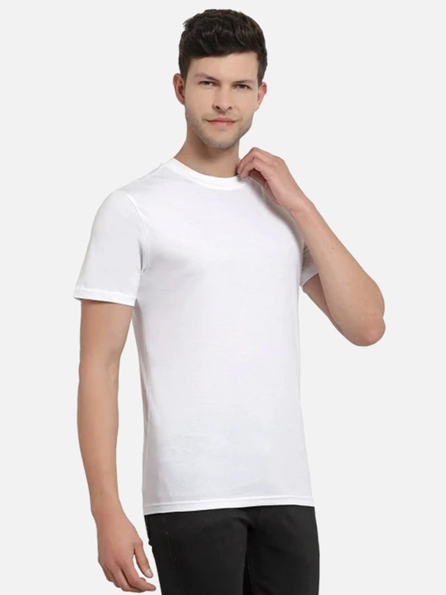 Men 100% Cotton Round Neck T-Shirt with Half Sleeves, Soft Regular Fit Comfort and Everyday Casual Wear