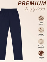 Girls 100% Cotton Solid Track Pant with Side Pockets and Regular Fit Jogger Styling for Comfortable Kids Activewear