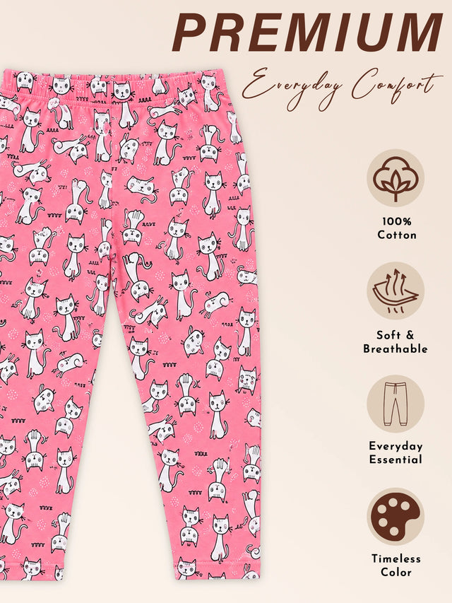 Girls 100% Cotton Printed Track Pant with Side Pockets and Regular Fit Jogger Styling for Comfortable Kids Activewear