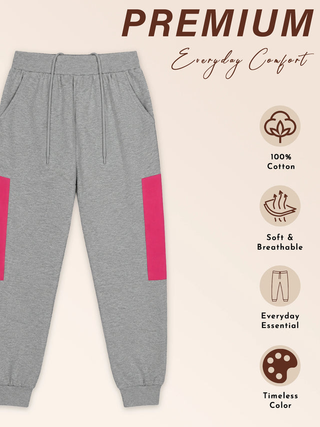 Women 100% Cotton Track Pant with Side Pockets for Lounge Wear, Casual Comfort, Easy Movement and Regular Use