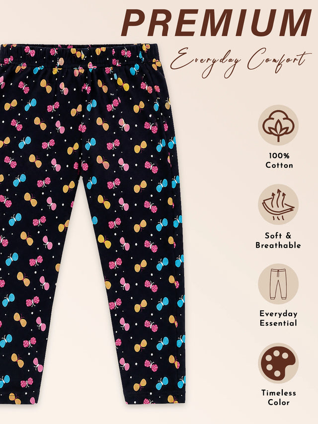 Girls 100% Cotton Printed Track Pant with Side Pockets and Regular Fit Jogger Styling for Comfortable Kids Activewear