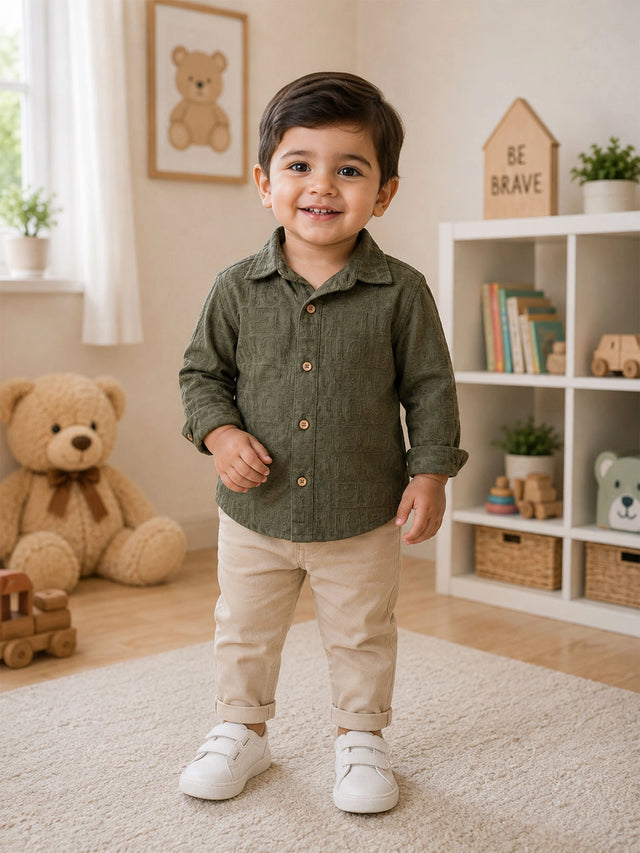 Baby Boys Cotton Full Sleeves Shirt with Regular Fit for Casual Wear, Easy Dressing and Everyday Styling
