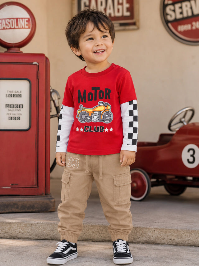 Baby Boys Cotton Interlock T-Shirt with Soft Breathable Fabric and Regular Fit for Casual Wear and Everyday Comfort