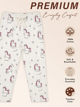 Baby Girls Interlock Cotton Track Pant with Regular Fit for Casual Wear, Jogger Comfort and Easy Movement
