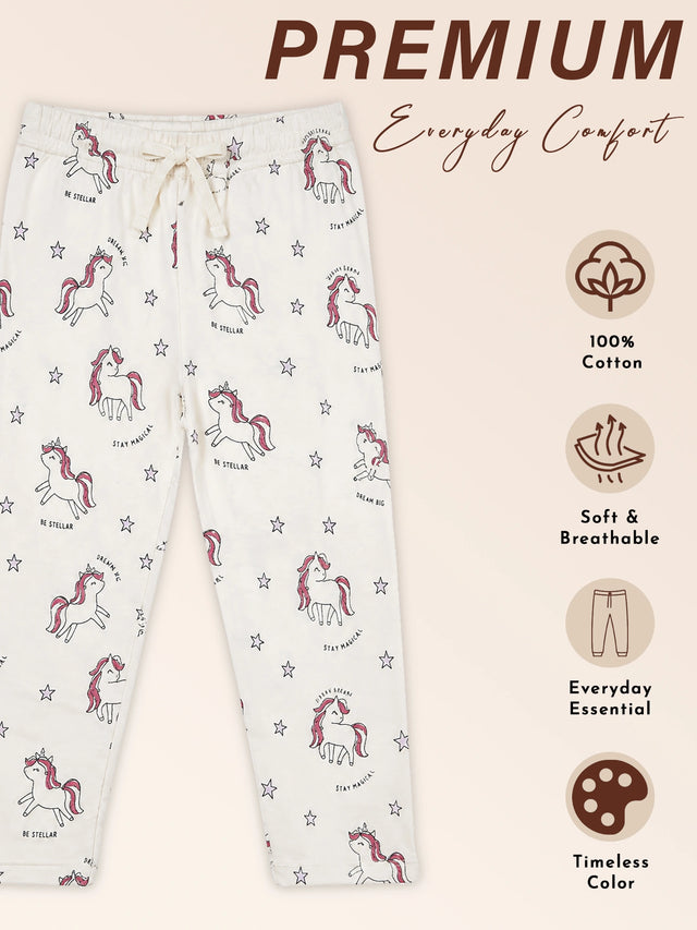 Baby Girls Interlock Cotton Track Pant with Regular Fit for Casual Wear, Jogger Comfort and Easy Movement